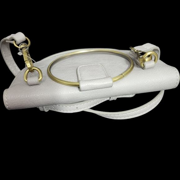 Anthropologie Veronica Ring Bag Grey Crossbody Bracelet Handle Half Moon Small - Picture 14 of 15